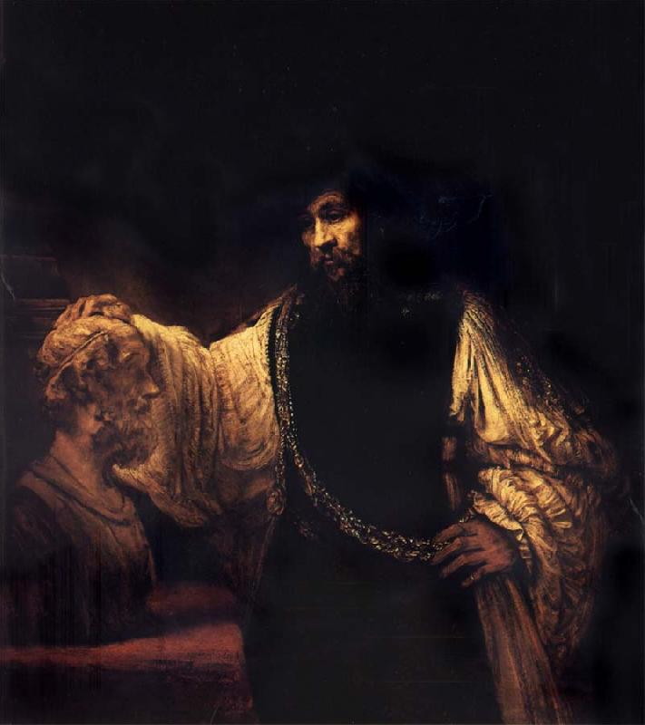 Rembrandt van rijn Aristotle with a Bust of Homer oil painting image